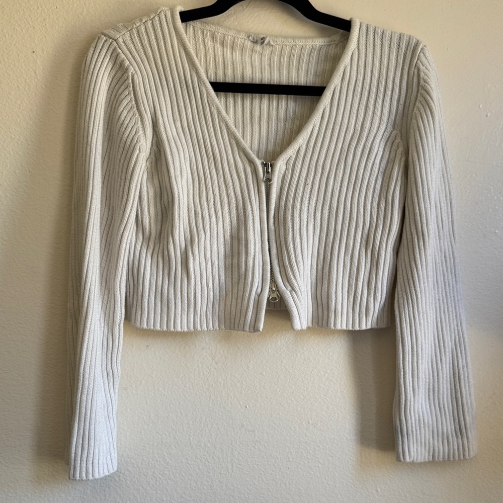 Garage Cream Ribbed Women's Cardigan